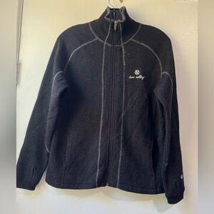 Kuhl Black and Gray Merino Wool Full Zipper Sweater Sz S